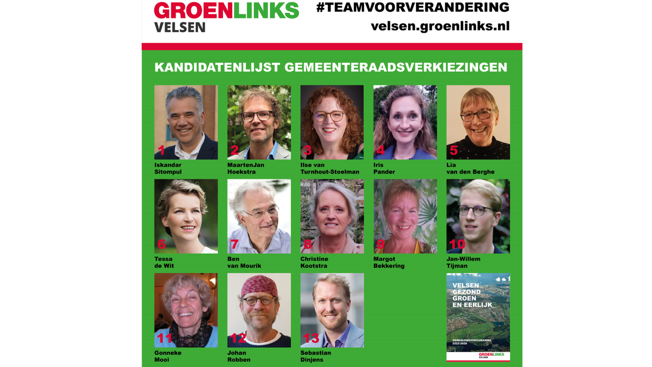 Kandidaten Groenlinks Velsen gemeenteraadsverkiezingen 2022
